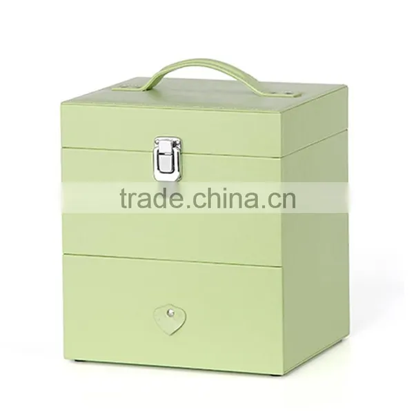 Small Mobile PVC Leather Cosmetic Box Makeup Beauty Case With Drawer Mirror photo-3