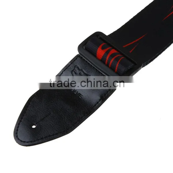 Adjustable Buckle Electric Guitar Acoustic Strap Red Flame Print photo-3