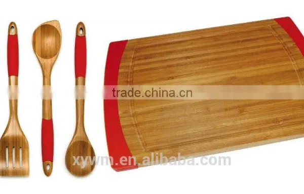 Bamboo Cutting Board and 5 Piece Kitchen Tools With Silicone Handles photo-3