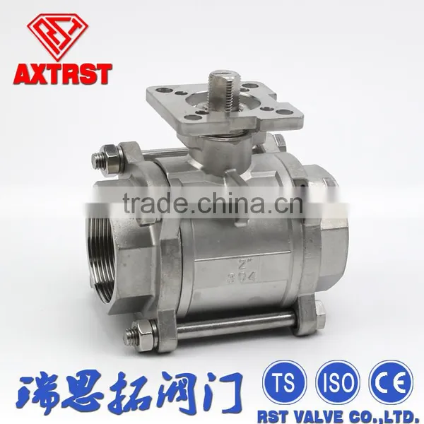 3PC SS316 Float Female Ends Ball Valve With Direct Mounting Pad photo-2