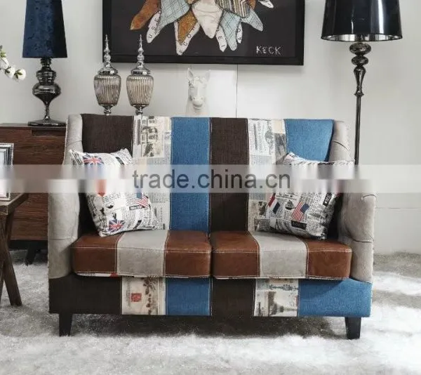 American Countryside Style Living Room Furniture With Two Seats Sofa