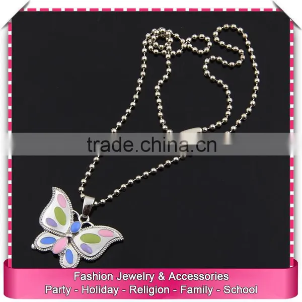 Metal Bead Necklace Designs, Butterfly Pendant Alloy Necklace photo-2