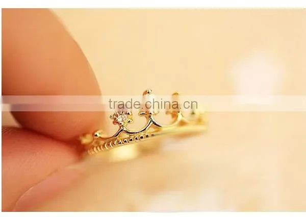 Korea Fashionable Crystal Small Crown Diamante Rings photo-5