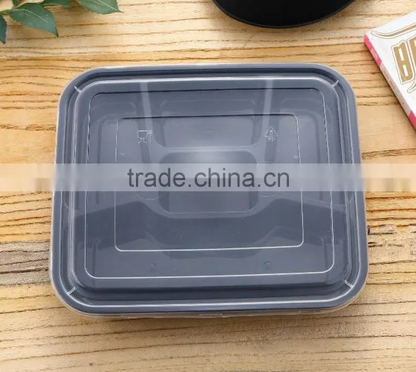 High Quality 2 Dividers Black Plastic Food Bento Boxes photo-5