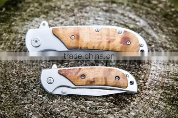 OEM Pocket Survival Camping Knife With Wooden Handle photo-4