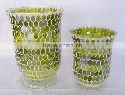 Elegant Green Mosaic Glass Vase photo-5