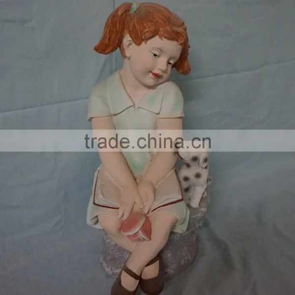 Fiberglass Garden Girl and Dog Sculptures Decor photo-2