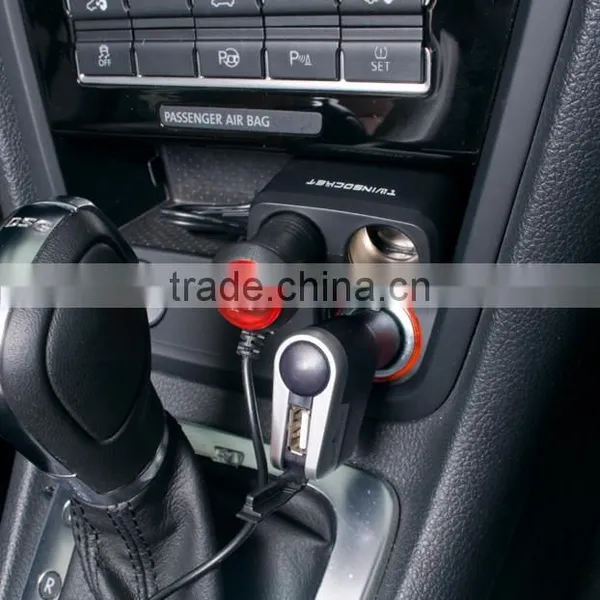 2 Sockets Car Charger Cigarette Lighter Adapter With USB for IPhone , Tablet photo-2