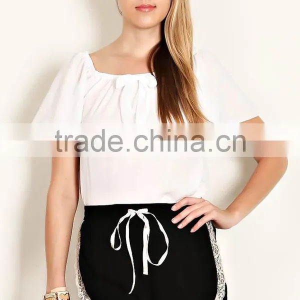 Fitness Apparels Cargo Shorts 100% RAYON SOLID KNIT LACE TRIM Womens Drawstring Shorts photo-4