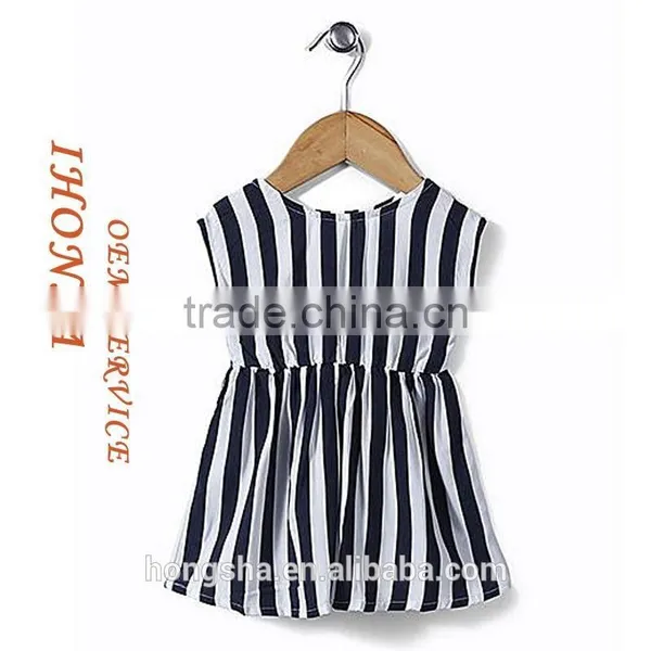 Sleeveless Black And White Striped Baby Frock Designs Sleeveless Baby Frock HSd6010 photo-2