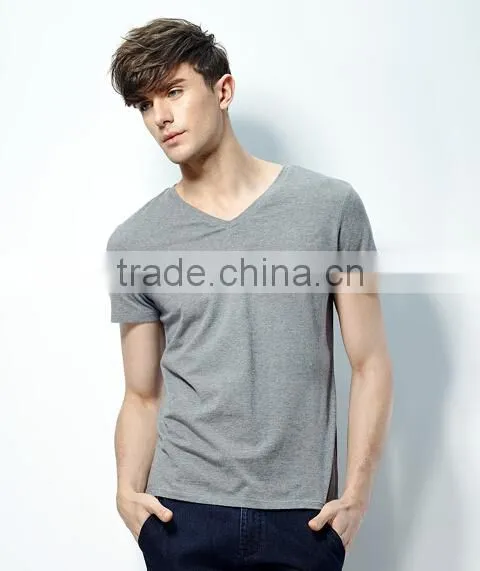 Cotton T-shirt for Men/men's Short Sleeve t Shirt/shirts for Men v Neck photo-3