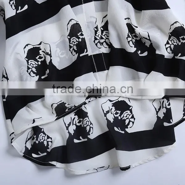 2015 HOYUGO Latest Printed Blouse Designs, Model Loose Blouse, Lao Silk Blouse Wholesale Manufacturer in China. photo-3