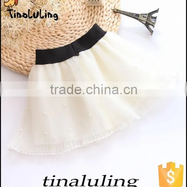 Girls Red Tutu Skirts With Pearl Children Black Elastic Band Mini Skirts photo-6