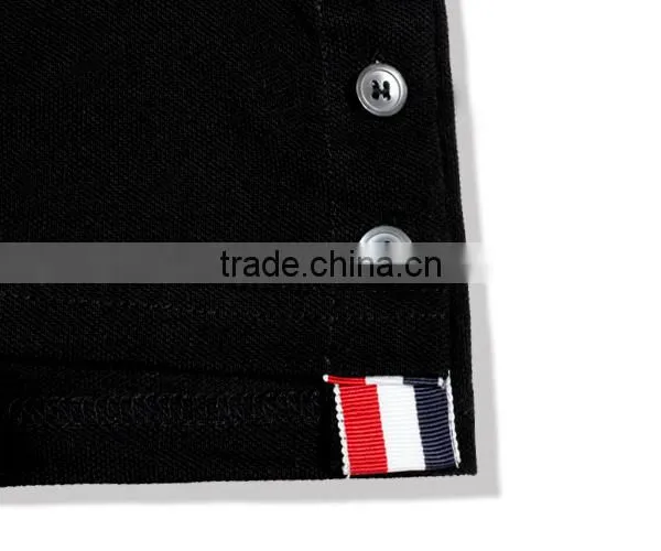 Wholesale 100% Cotton Embroidered Logo Black and White Color Men Custom Polo t Shirt With Side Button photo-5