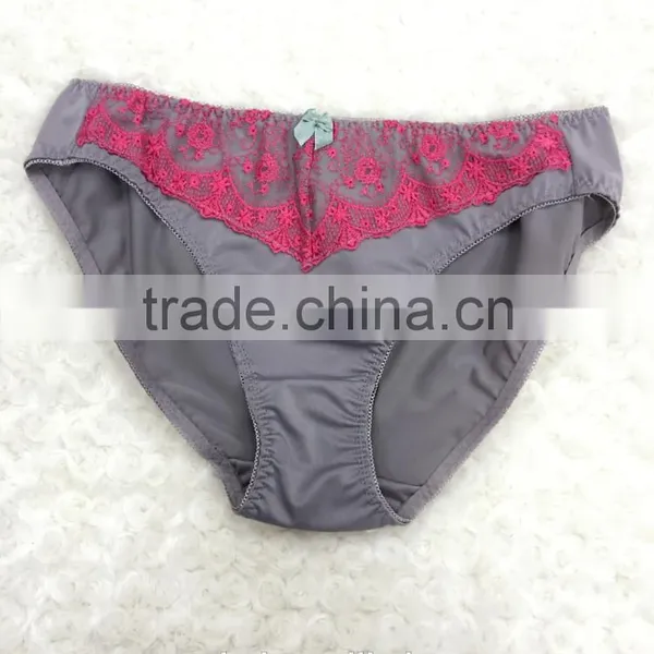 Young Ladies Stylish Soft Cup Lace Gray Sexy Women Bra Panty Sets photo-2