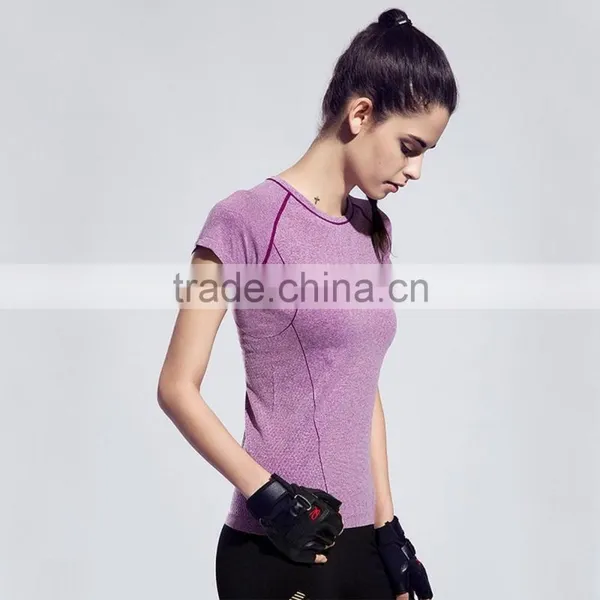 Women's Outdoor Running Combined Sports/yoga Wear t Shirt Plain Fitness Tops photo-3