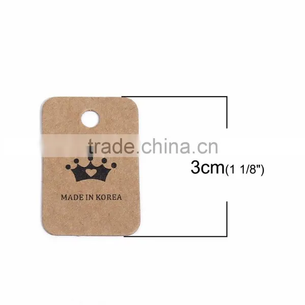 Paper Label Tags Rectangle Brown Crown Pattern 30mm(1 1/8") x 20mm( 6/8"), 1 Piece photo-2