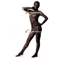 Black Floral Silk Like Zentai Suit