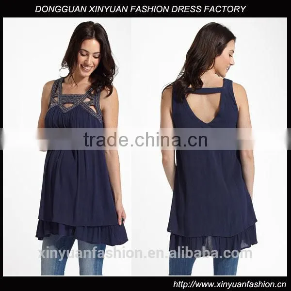 Fashionable OEM Maternity Clothes Cutout Neck Linen Maternity Tank Top Women Clothes
