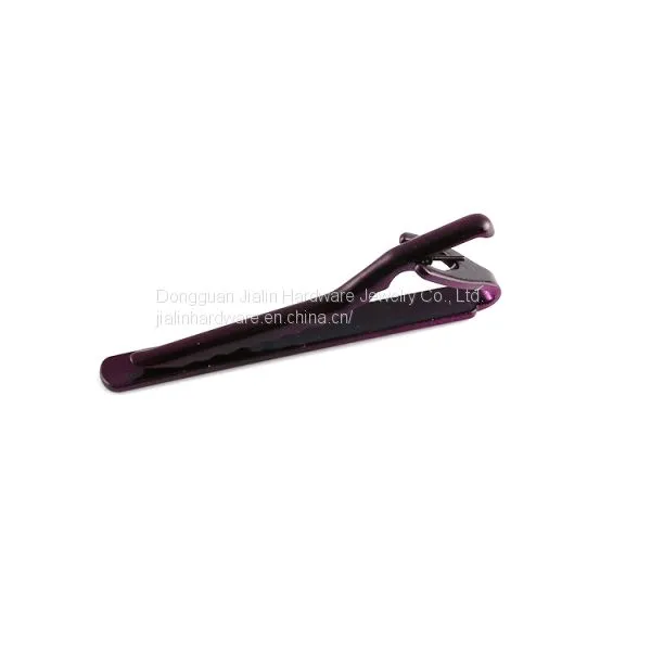 Men Tie Bar Pinch Clip Skinny Ties 2.4 Inch, Purplish Red photo-4