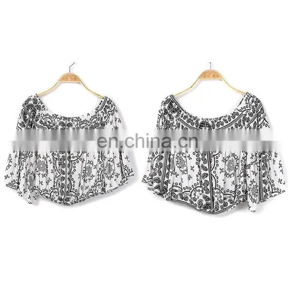 2018 Printing Flower Light Weight Wholesale Ladies Tops photo-6