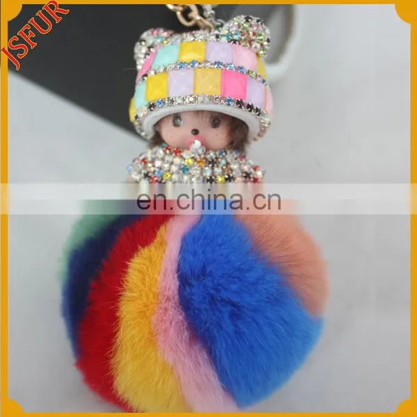 Rex Rabbit Fur Ball Bag Charm Doll Accessory Korean Pom Poms photo-2