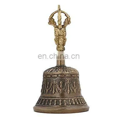 Indian Antique Tibetan Religious Brass Quality Bell Hand Vajra Dharma Objects Tibetan Buddhist Meditation Bell and Dorje Set photo-2