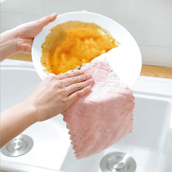 Double Side Water Washing Cloth Without Oil Absorption Cloth 100 Clean Cloth Coral Velvet Kitchen Lazy Cloth
