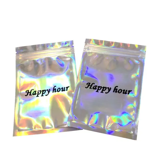 Custom Logo Printing Zipper Mylar Packaging Hologram Laser Holographic Stand Up Zip Pouch Bag Heat Seal Foil Candy Bags photo-3