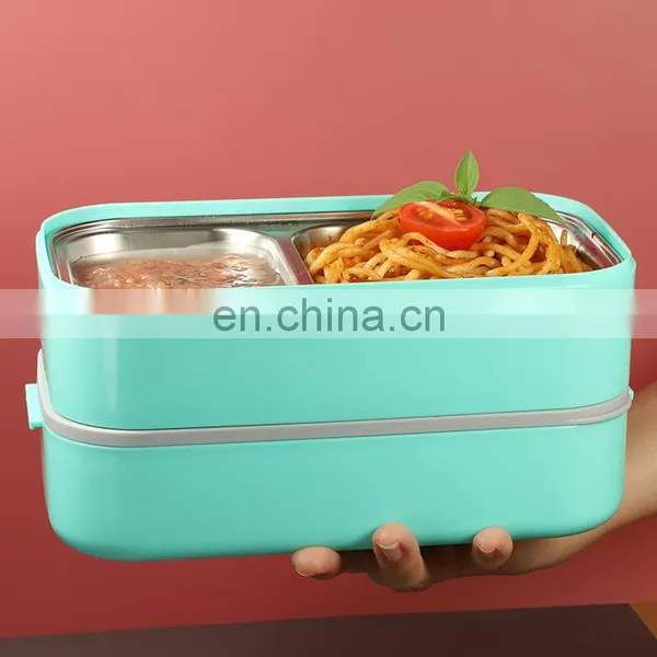 Tiffin Take Away Food Packaging Insulated Thermal Children School Heated Plastic Metal Bento Stainless Steel Kids Lunch Box photo-3