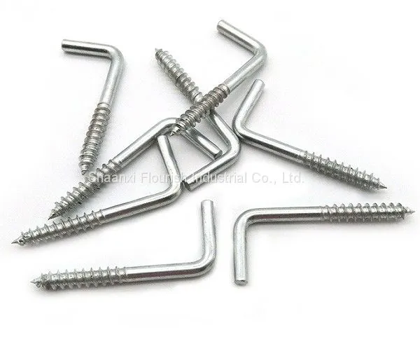 L Shape Threaded Mechanical Fasteners / Self Tapping Square Bend Screw Hooks photo-3