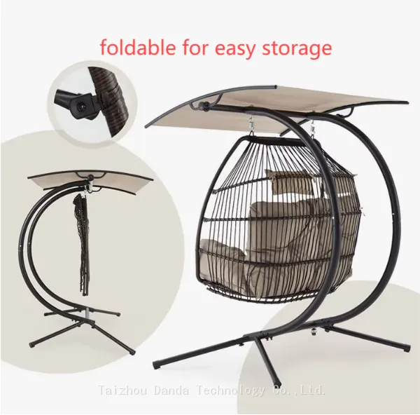 Outdoor 2-Person Patio Hanging Swing Hammock Chair Wicker Egg Chair With Canopy Cover Cushion Living Room Bedroom Courtyard Use photo-4