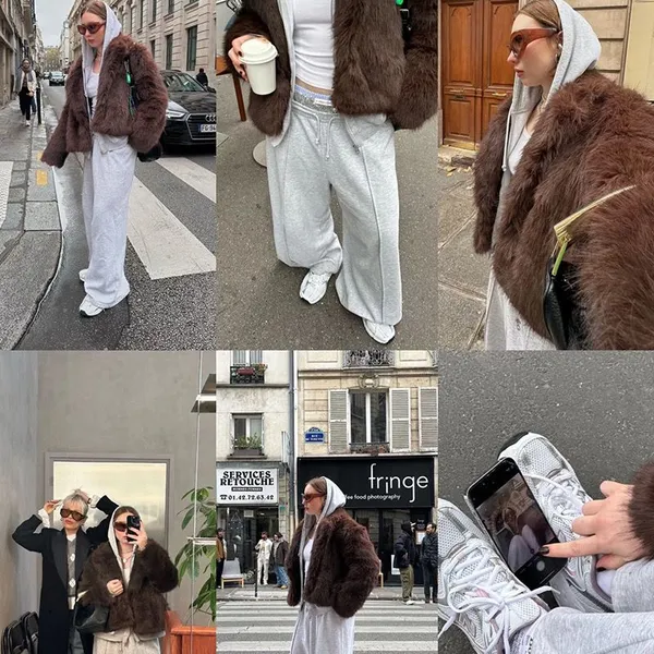 2025 Women's Fashionable Solid Color Lapel Faux Fur Jacket for Elegant Winter Outfits photo-4