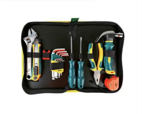 17pcs Oxford Zipper Pouch Household Multi-function Tool Kit Wire Cutter Plier Version, Full Hex Key & Screwdriver Bit Home Repair Tool Bag