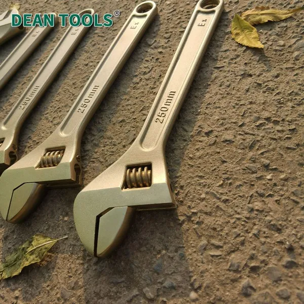 Non-Sparking Adjustable Wrench 12-Inch DEAN TOOLS Aluminum Bronze 36 mm Opening Heat Treated Corrosion Resistant