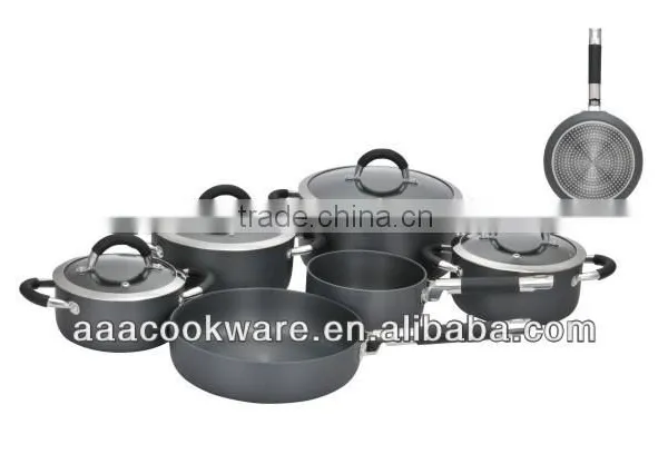 2015 New Products 10PCS High Quality 2.5mm Hard Anodized Aluminium Cookware Set With Induction Bottom For Wholesale