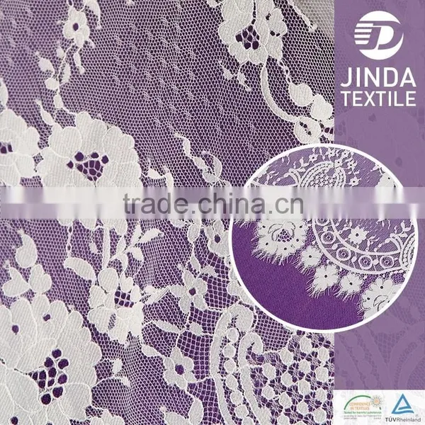 2016 New Design Eyelash White Lace French Fabric photo-4