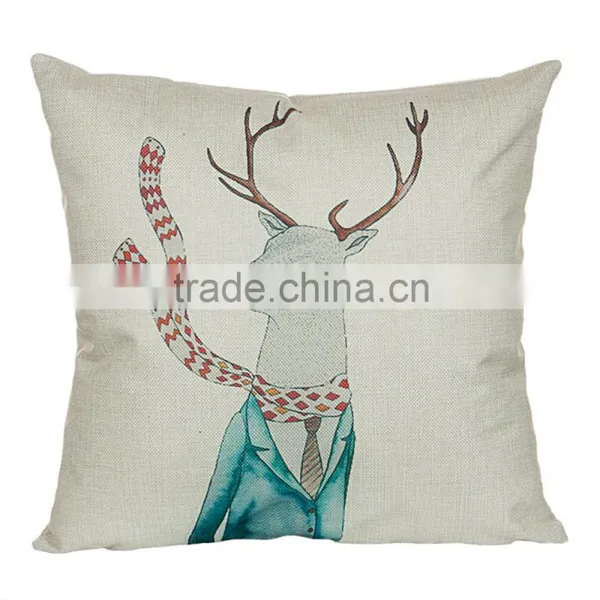 Popular Chiristmas Home Decorative Deer Printing Linen Cheap Cushion Cover photo-6