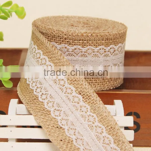 Vintage Burlap Lace Tirm,rustic Jute Trims,wired Burlap Ribbon for Wedding Decoration Quality Choice photo-4