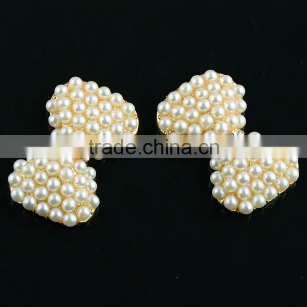 Wholesale Lovely Bow Shape Pearl Embellishment,Pearl Accessories Plated With Gold For Headband photo-3