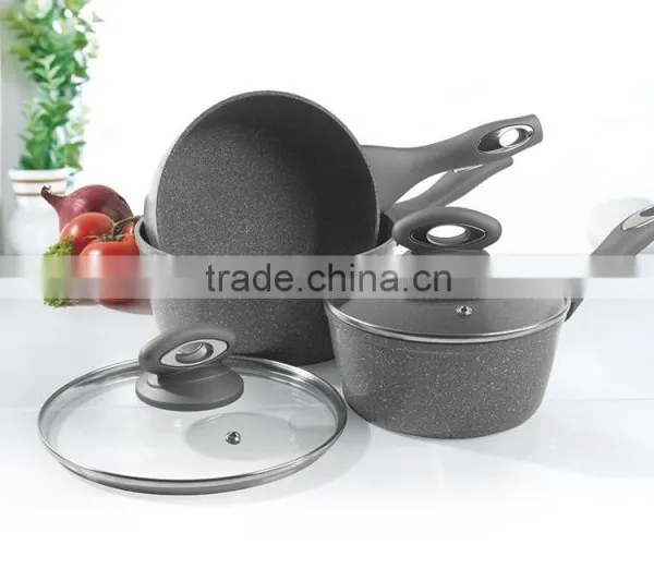 6Pcs Forged Aluminium Marble Stone Coating Sauce Pan Set