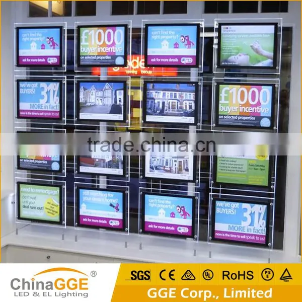 A4 Size Hanging LED Window Display Acrylic LED Light Frame Real Estate Window Display Slim Acrylic Light Box photo-4