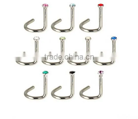 Nose Retainer Rings Studs Hide Piercing Bio Flexible Clear Screw On Gems photo-4