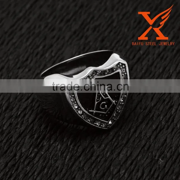 In Stock Custom Men Silver Masonic Finger Rings Stainless Steel Signet Rings Best Friends Forever Rings photo-3