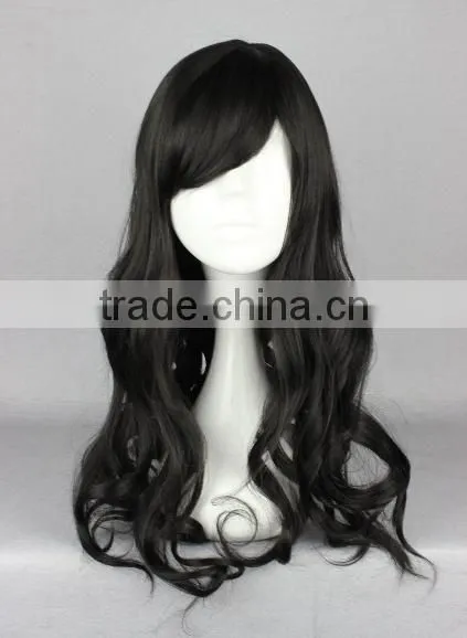 Synthetic Dark Long Kinky Wavy Wig N443