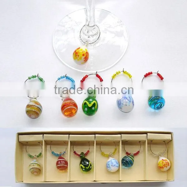 2016 Factory Set of 6 Different Shapes Custom Glass Wine Charms photo-2