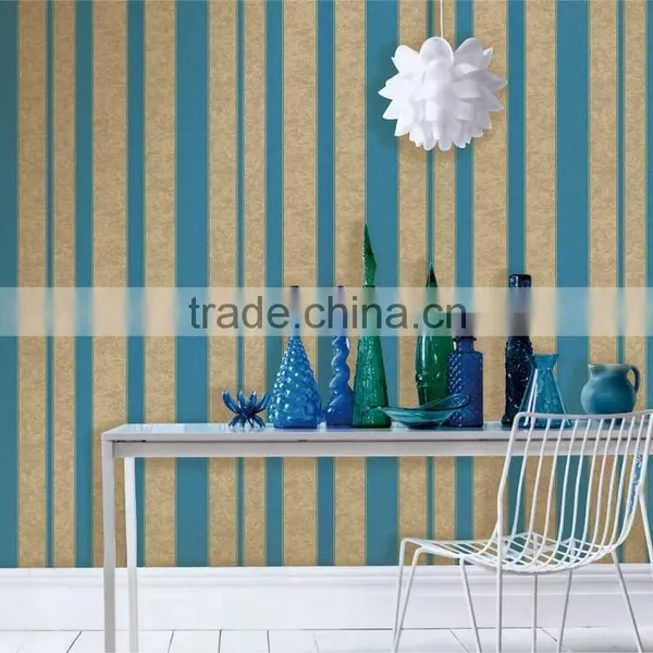Black /gold/blue/ White Stripe Wallpaper for Hotel Rooms photo-4