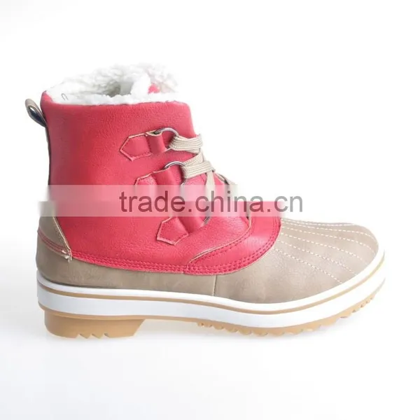 Cheap Snow Boots With Lace up Style Red Upper
