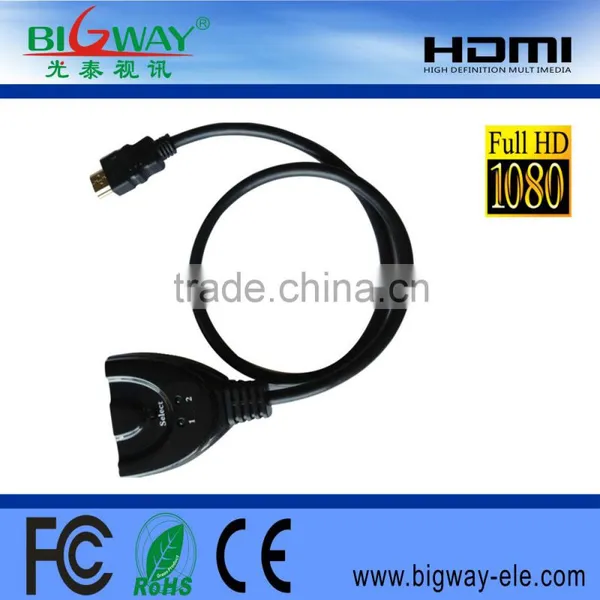 1080p Full-HD 2 Port 2 to 1 HDMI Switch Switcher 2 IN 1 OUT Hub With Remote Control for HDTV PS3 DVD photo-2
