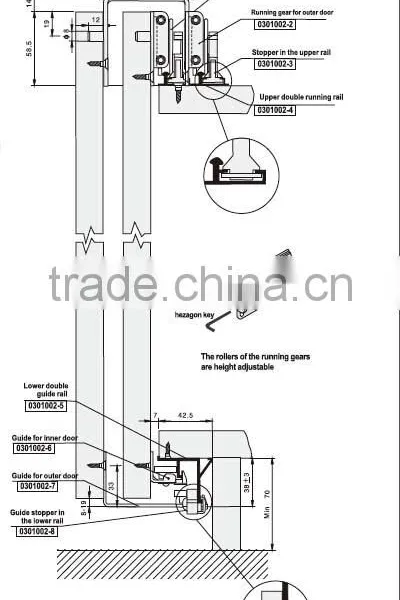 Outer-hanging Type Sliding Door Hardware for Wardrobe Cabinet Sliding Door Hardware photo-2